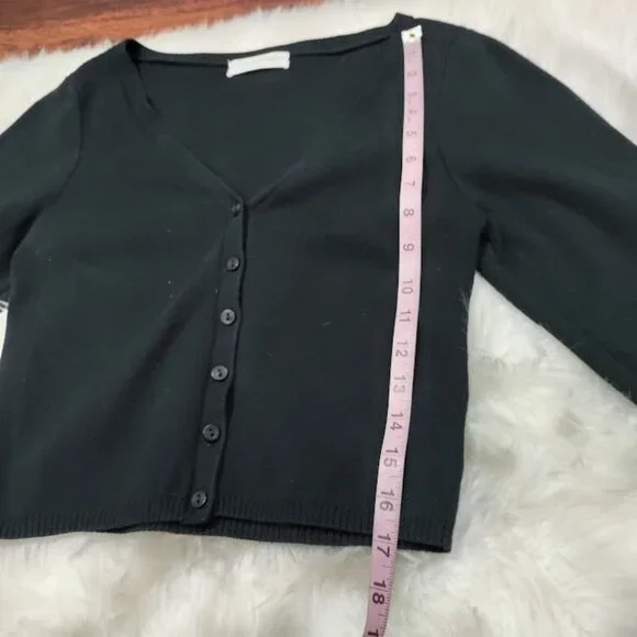 Urban Outfitters Black Cropped Cotton Blend Cardigan L - Picture 6 of 11